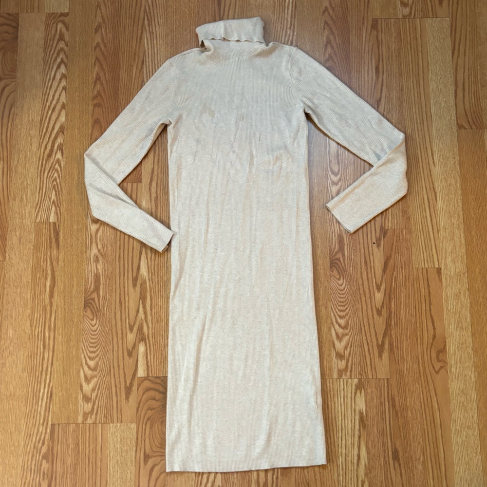 EXPRESS Elegant Beige Turtleneck Midi Dress